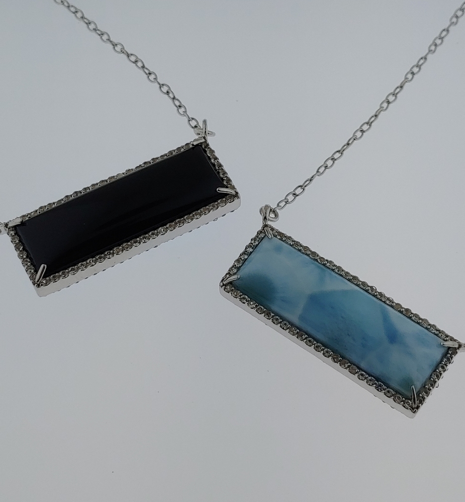 Sterling Silver Reversible Larimar Necklaces